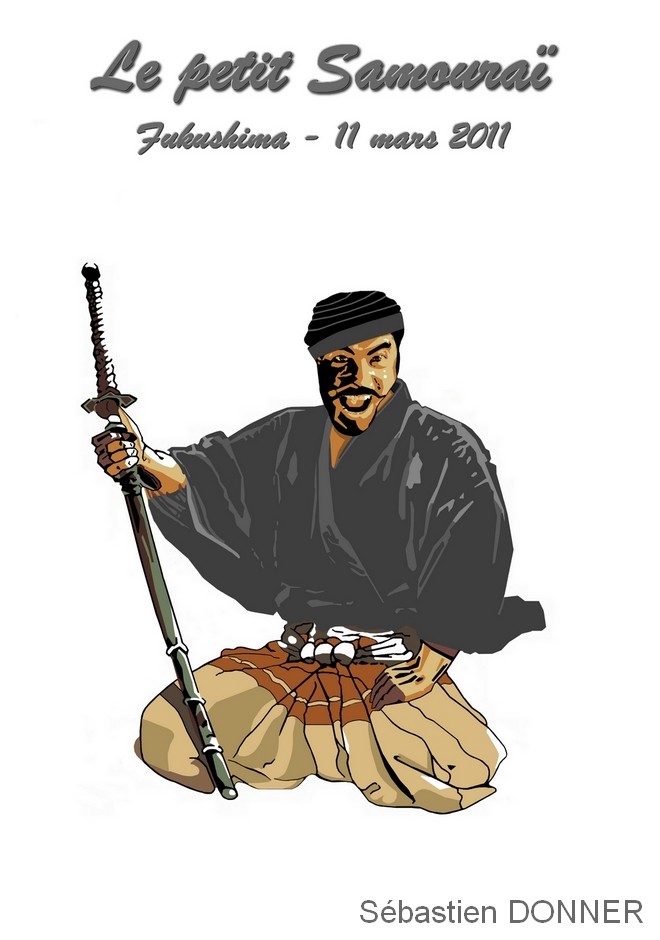 Samourai excentrique assis en tailleur