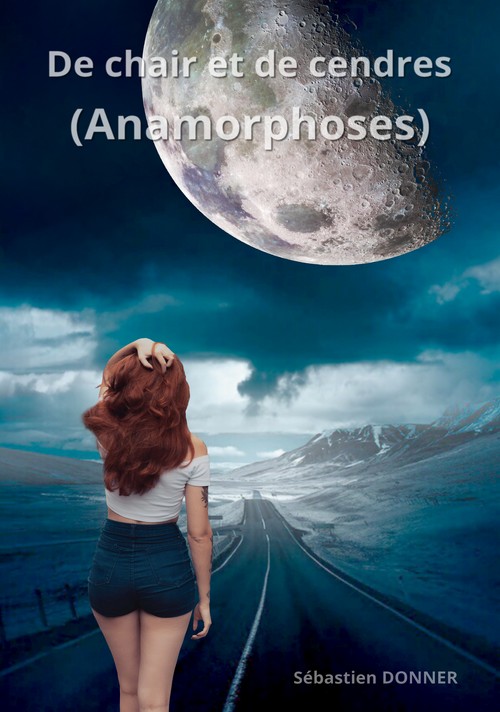 Couverture de livre montrant une jeune femme rousse contemplant une gigantesque lune.