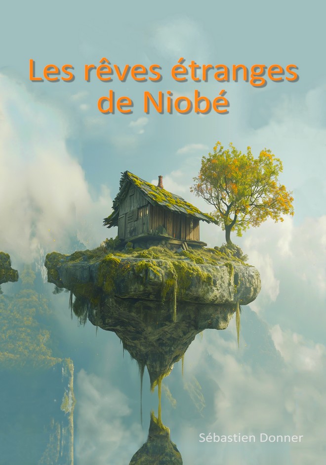 Cabane surréaliste qui flotte au-dessus d'une montagne